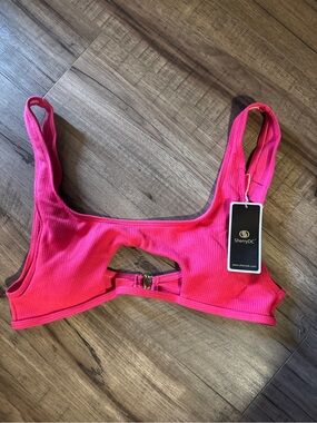 SherryDc Hot Pink Ribbed Cutout Bralette